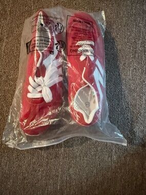 Ladies Red Athletic Sneakers with White Laces